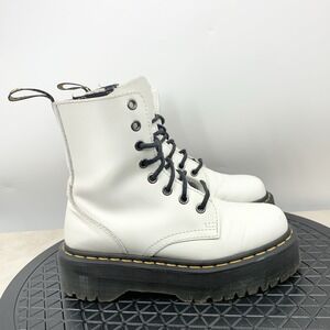 Dr Martens Jadon Boots Women Size 5 Shoes White Leather Platform Chunky Tall Tie
